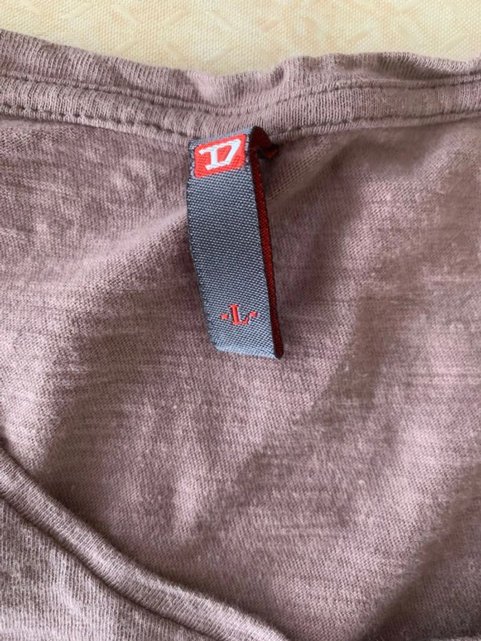Lot de 2 tshirts brun taupe marron homme taille large diesel col v - photo numéro 8