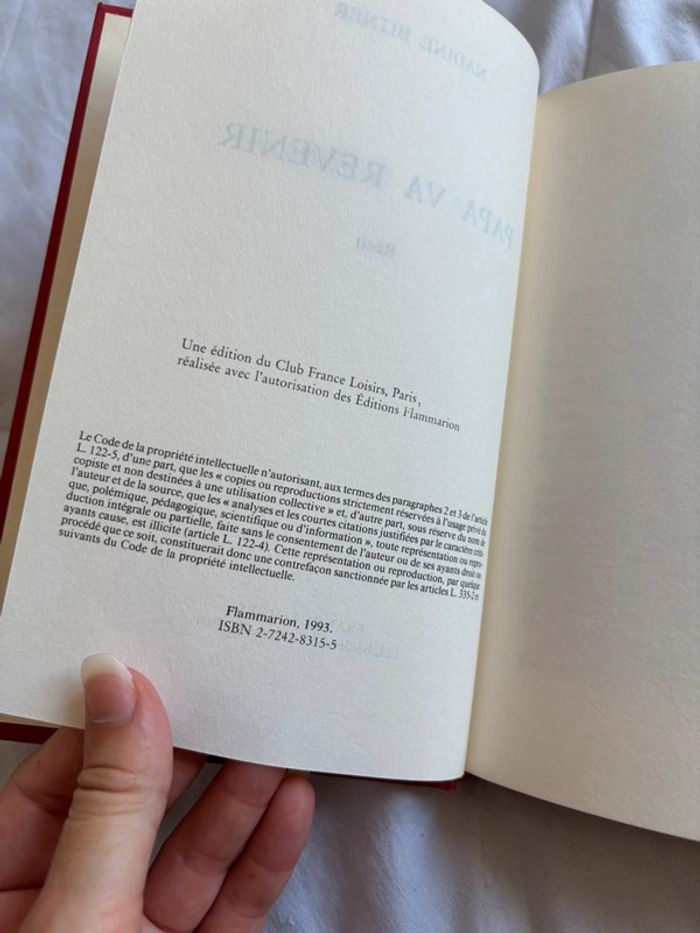 Livre Papa va revenir Nadine Bitner (Flammarion & Club France Loisirs 1993 récit historique poignant - photo numéro 9