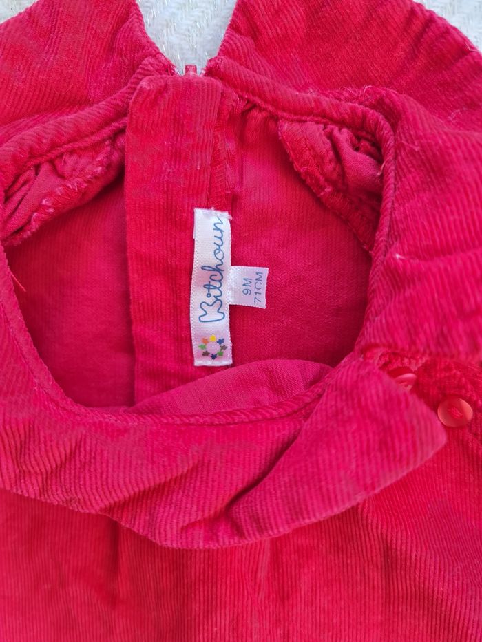 Robe rouge 'velours cotelé' Kitchoun 9 mois - photo numéro 4