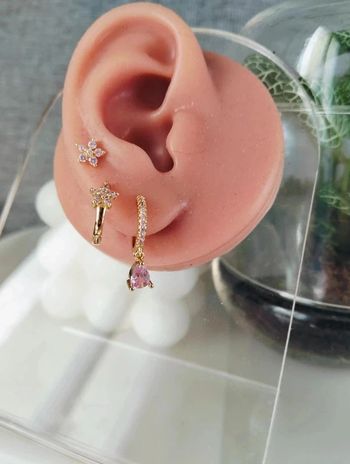 Composition MNpMNfCf (6 unités) de 3 paires de boucles d'oreilles en acier inoxydable rose et doré