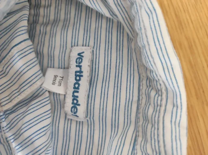 Chemise bleu et blanche Verbaudet 9 mois - photo numéro 3