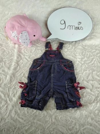 Salopette short Fille 9 mois Sergent Major Fleurs 100% coton