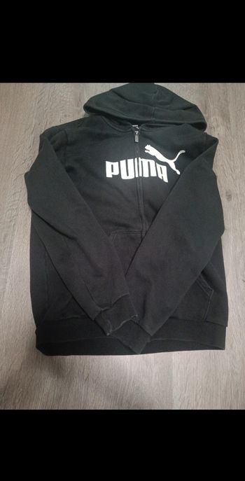 Sweat à capuche zippé Puma Noir - Logo Blanc - Taille S - Très Bon État