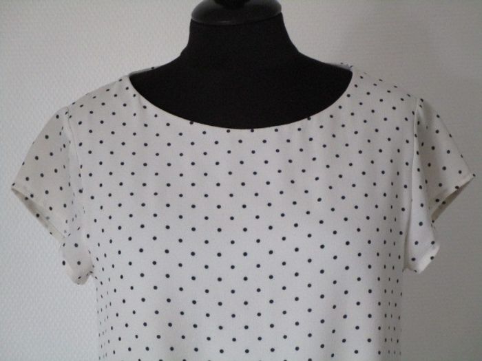 Blouse crème pois marine Nina Kalio 36 TBE - photo numéro 3