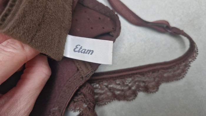 Bustier / caraco / corset marron avec dentelle Etam - photo numéro 7