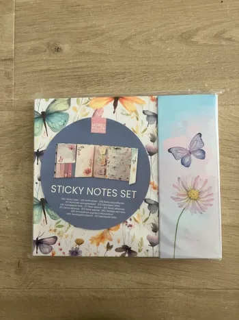 Set de papeterie post it sticky note set motif papillon neuf