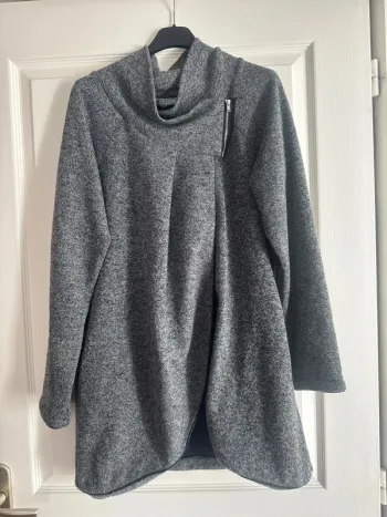 Veste châle asymétrique gris chiné