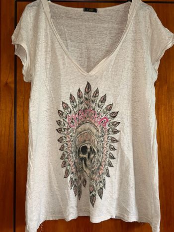 Long t-shirt col v skull Chantal B taille unique