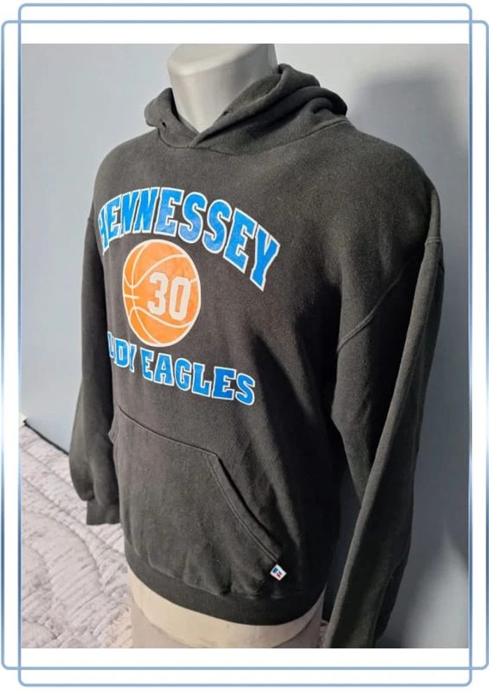 Sweat à capuche / hoodie russell athletic - taille M - unisex noir floqué (323) - photo numéro 4
