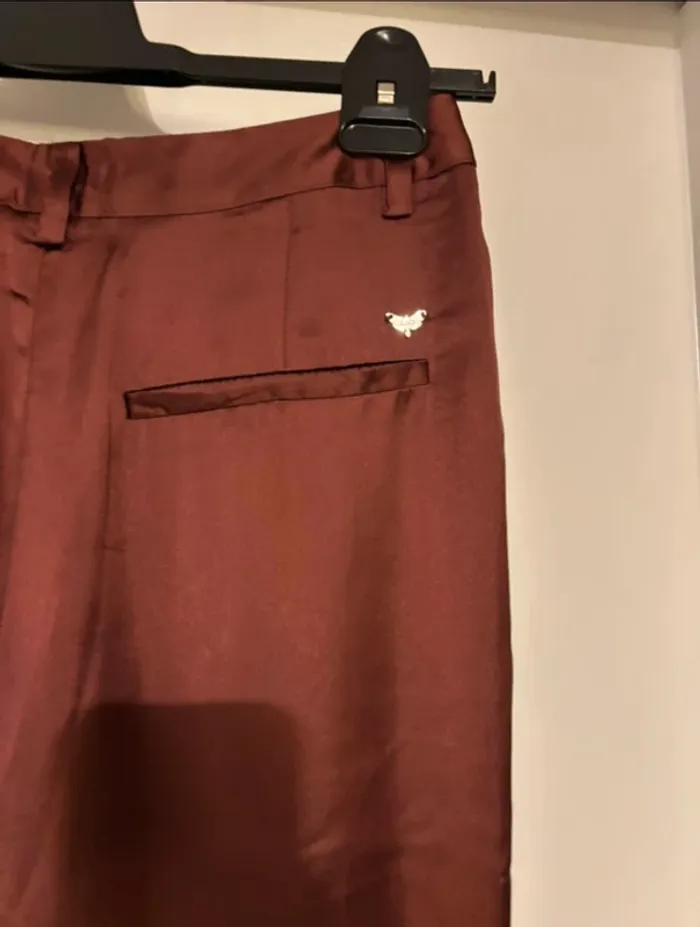 Pantalon satiné bordeaux LPB – T 38 – Neuf avec étiquette - photo numéro 8