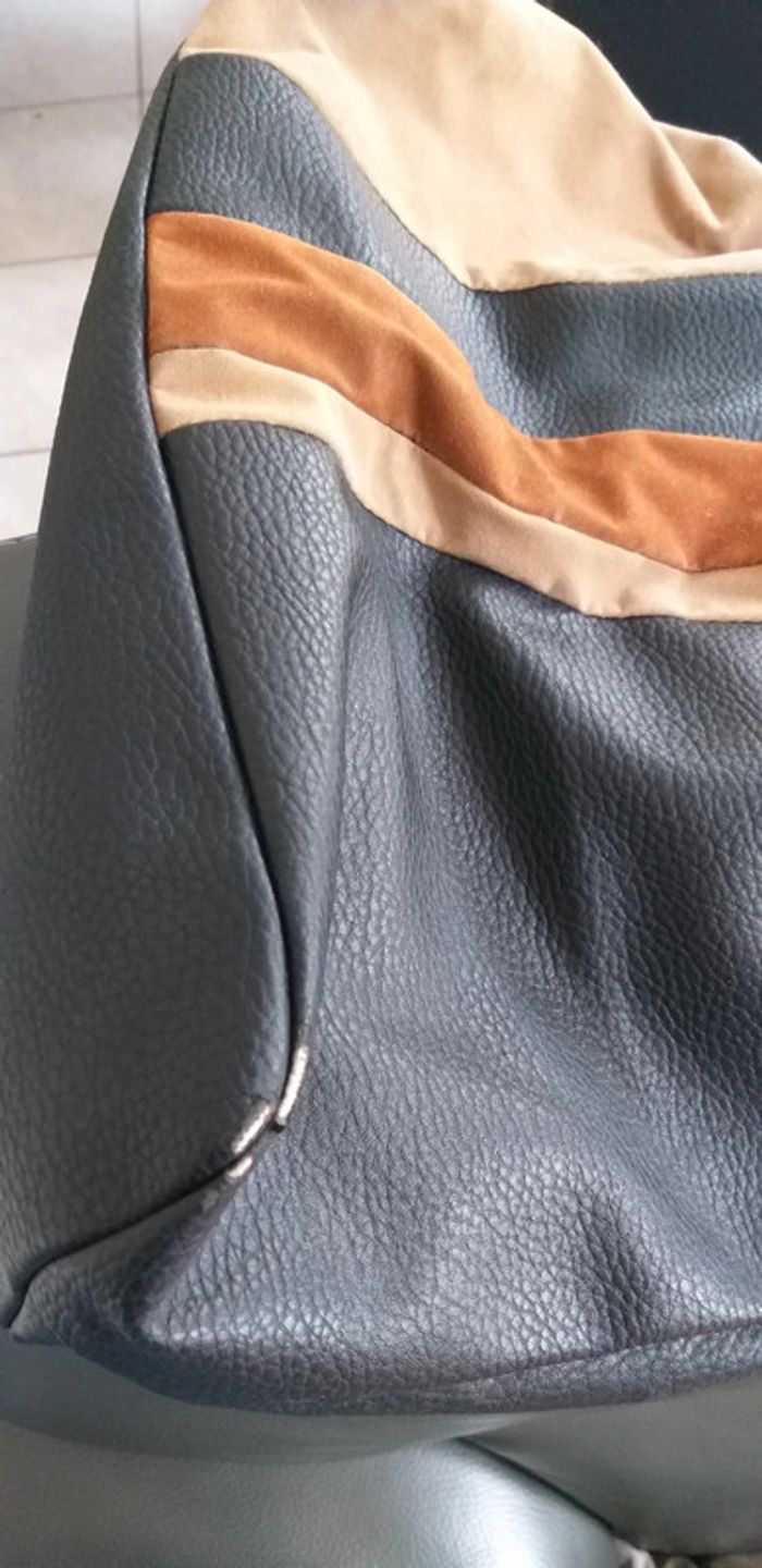 Sac à main porté épaule noir/camel - photo numéro 4