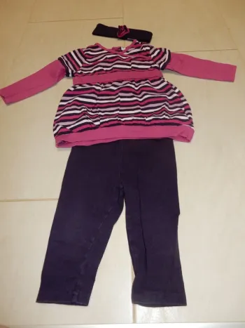 Ensemble tunique, legging et bandeau 12 mois