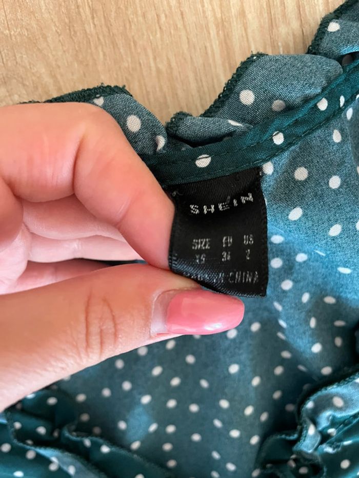 chemise verte à pois blanc - légère élégante - photo numéro 2