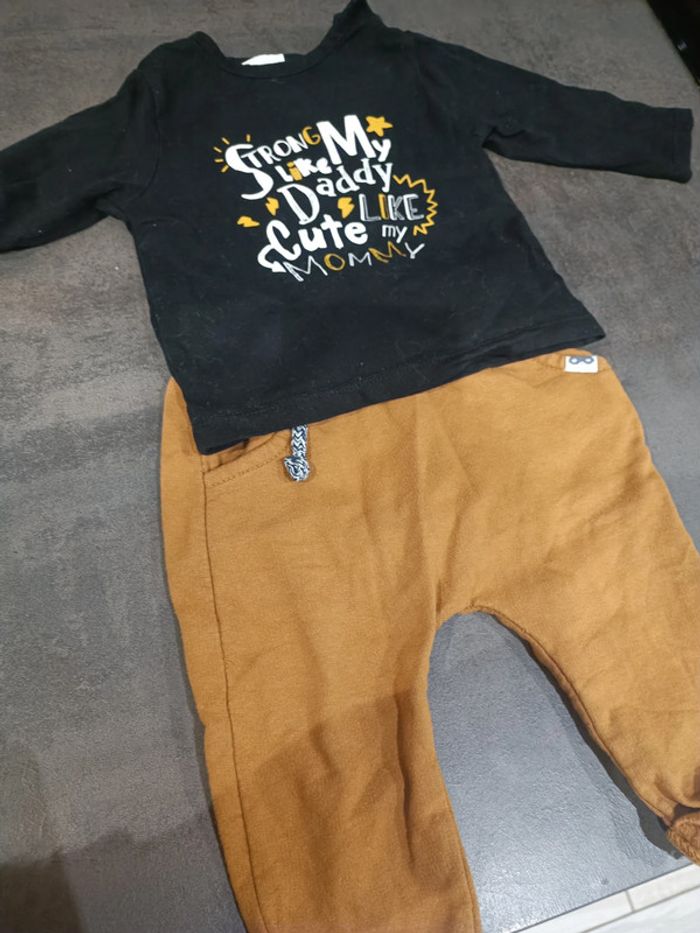 Ensemble 9 mois sarouel marron