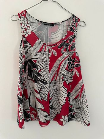 Débardeur à fleurs tropicales bordeaux noir et blanc TU