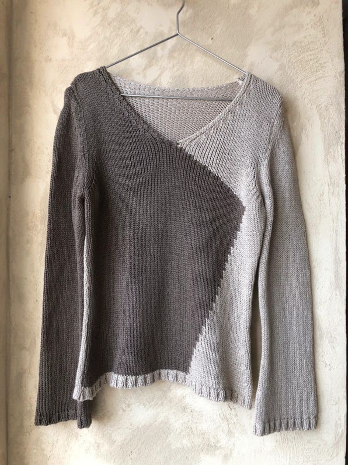 Pull mailles coton bicolore vintage Y2K M