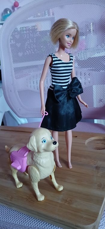 Barbie et son chien qui marche
