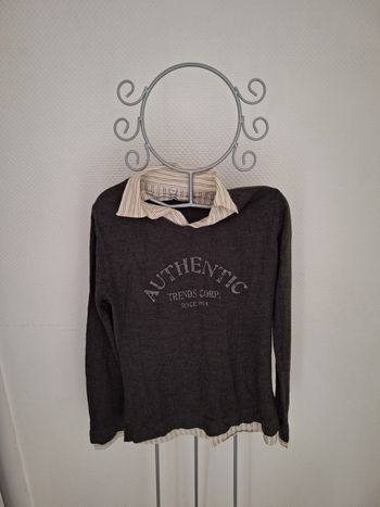 Pull mixte avec chemise intégrée taille 12 ans