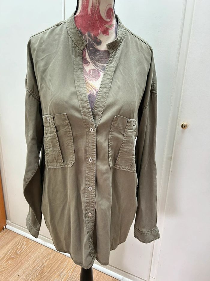 Blouse chemise kaki lyocel manches longues Zara - taille M