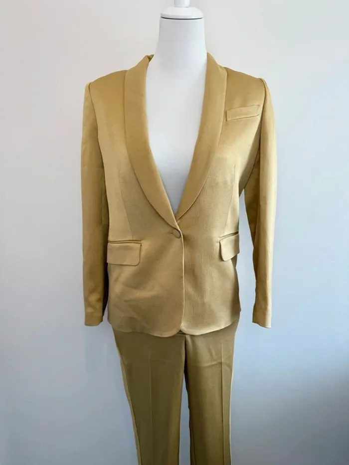 Tailleur ensemble blazer et pantalon Maison Sarah Lavoine doré taille XS parfait état