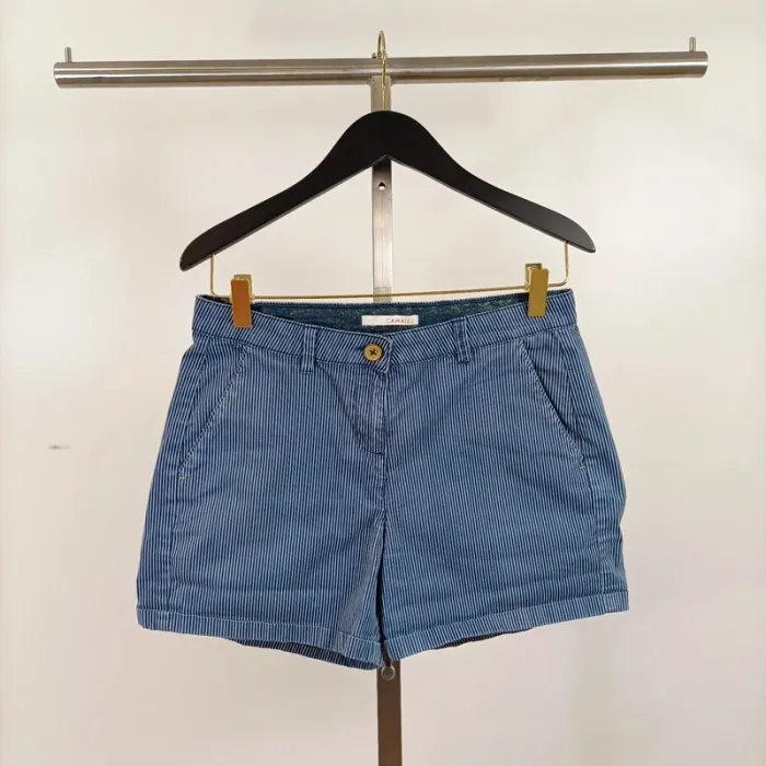Short rayé bleu et blanc Camaïeu en coton – taille 36, coupe droite estivale A1061