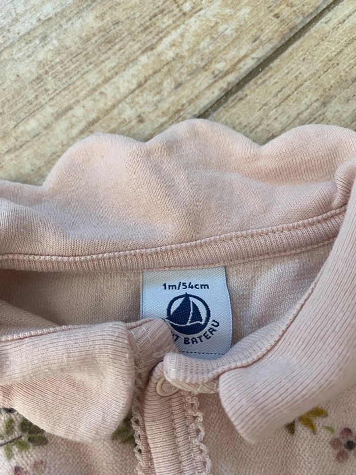Pyjama Petit Bateau velours rose à fleurs - 1M-54cm - photo numéro 3
