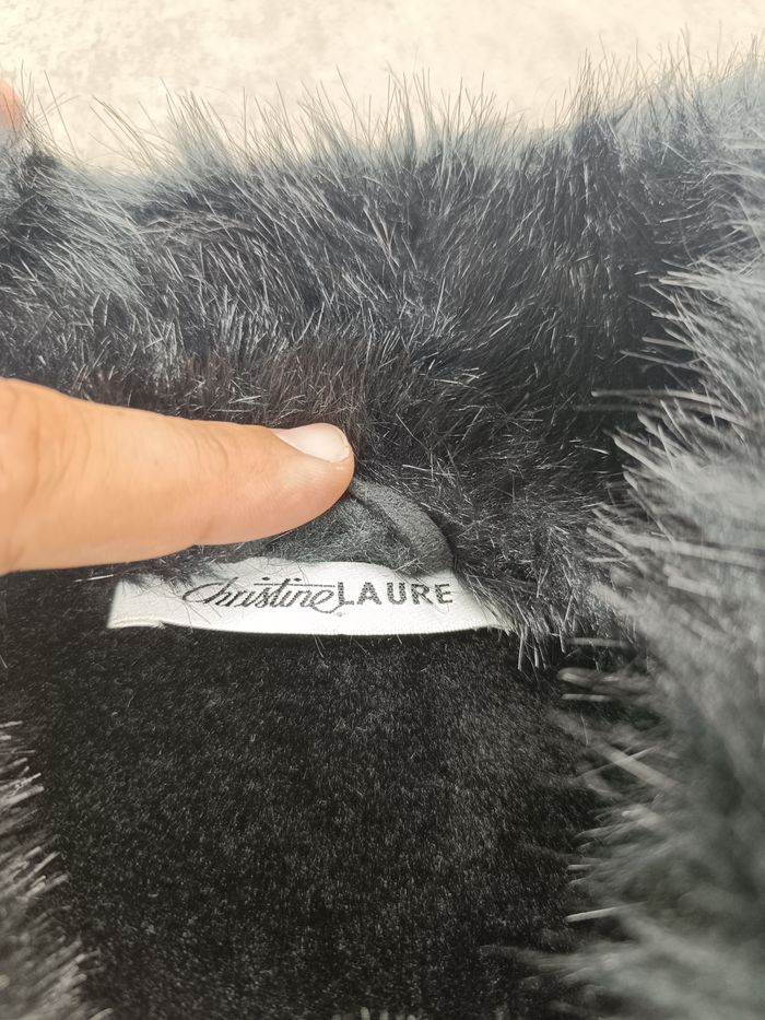 Manteau Christine Laure Noir différentes matières -  Taille unique -  Très bon - photo numéro 2