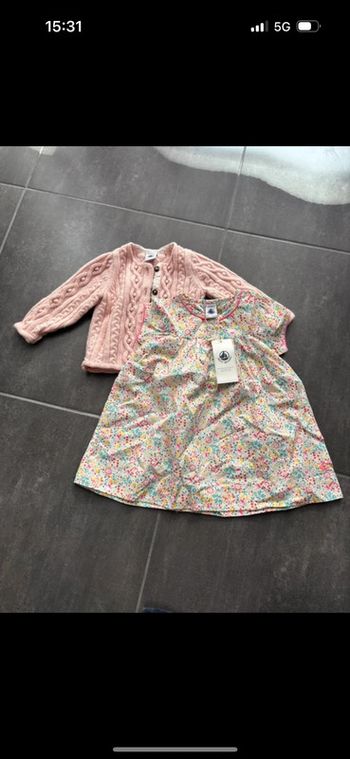 Ensemble robe et gilet petit bateau - 12 mois