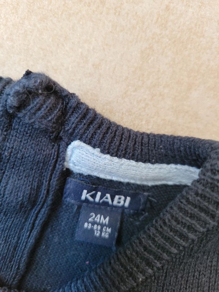 Pull 24 mois 2 ans col v bleu - photo numéro 3