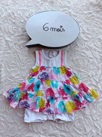 Barboteuse combinaison combi short robe Fille 6 mois Absorba