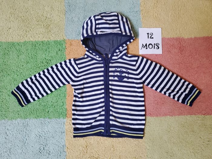 Veste marinière avec capuche garçon- 12 mois - orchestra - TBE