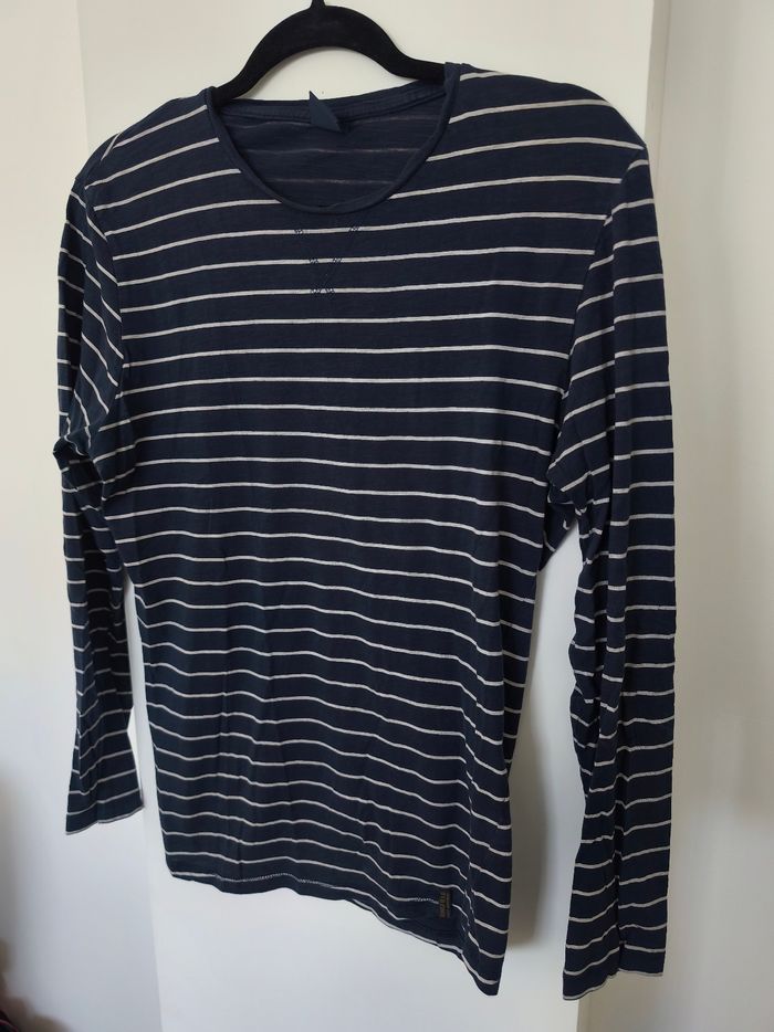 Tee shirt manches longues marinière Springfield blei marine