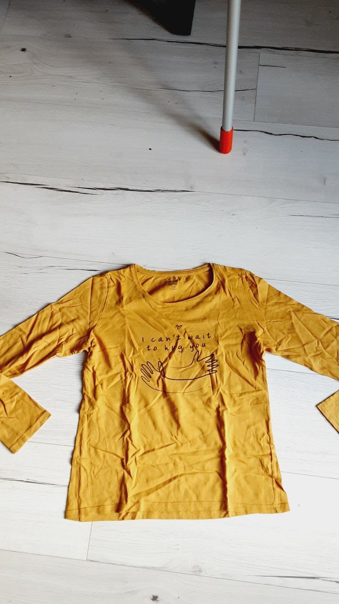 Vêtement fille tee-shirt manches longues moutarde Kiabi 12 ans - photo numéro 2