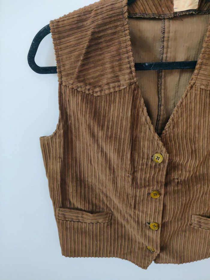 Gilet veste sans manches velours côtelé années 70 - photo numéro 3