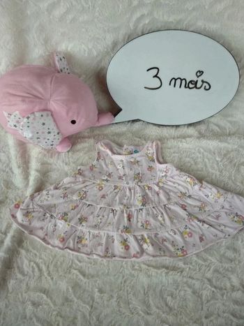 Robe courte Fille 3 mois Fleurs TEX 100% cotob
