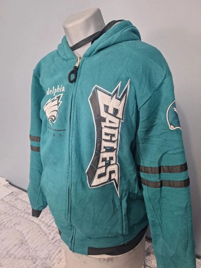 Veste epaisse à capuche nfl réversible homme / vert et gris taille L / brodé 244 - photo numéro 5