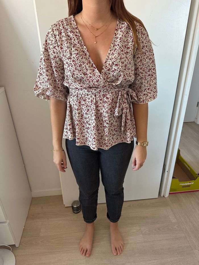 BLOUSE Beige Fleuri.