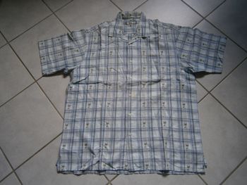 Chemisette bleu/gris à carreaux motif "Palmier" Taille XL