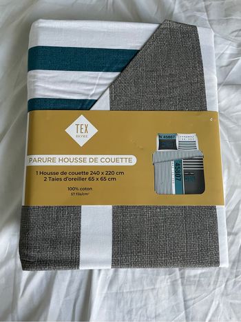 Parure housse de couette king size neuf 100% coton