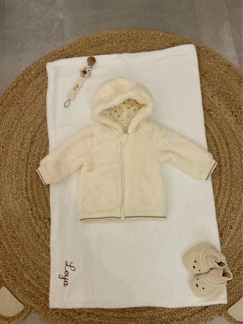 Gilet polaire fourrure 6mois neuf bébé fille crème et doré