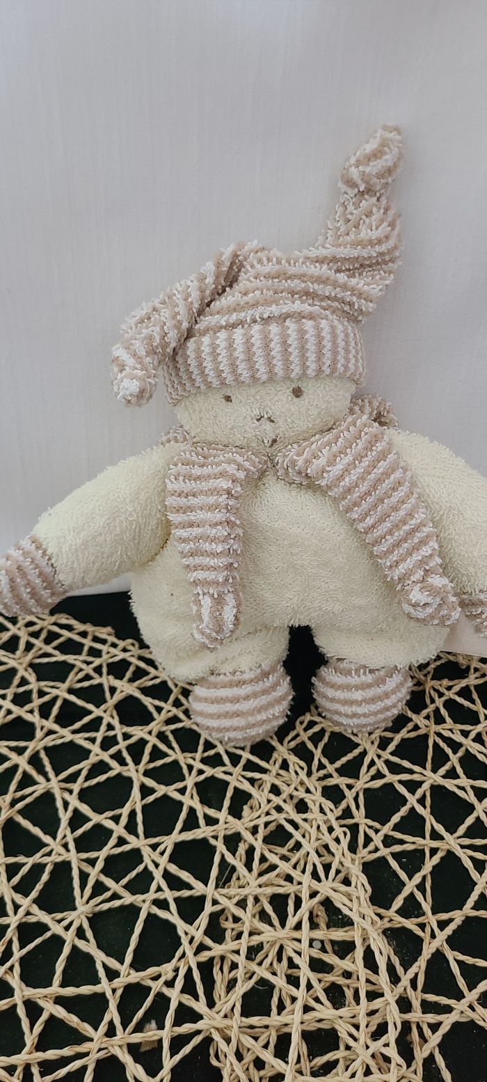 Doudou hochet grelot Lutin Garçon rayé Happy Horse éponge