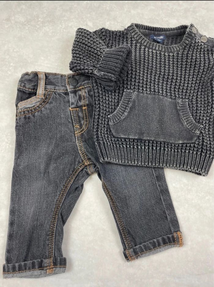 Ensemble bébé garçon 3 mois Kiabi pull et jeans - photo numéro 2