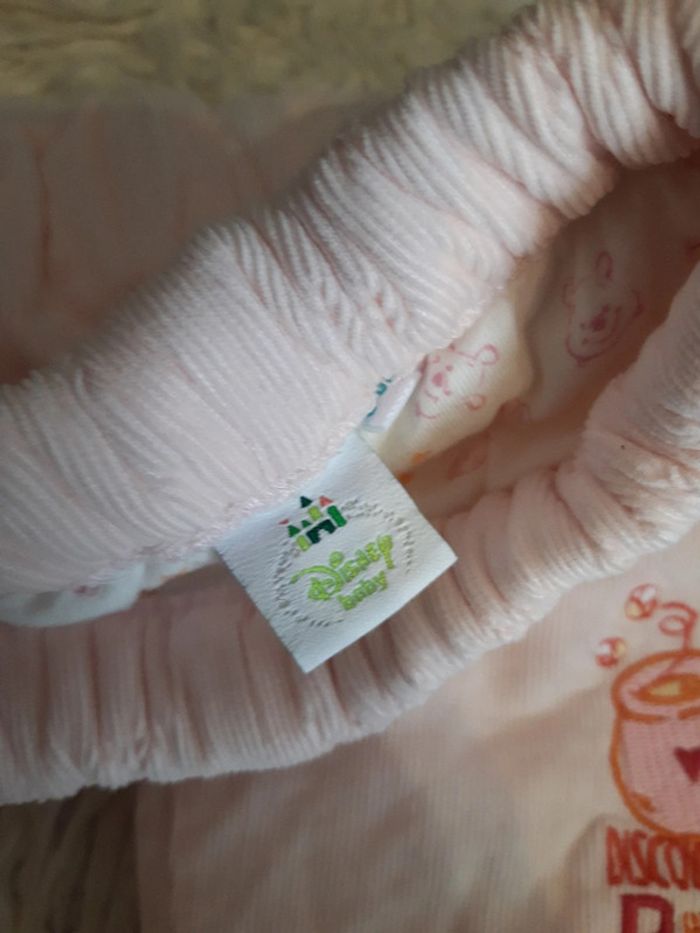 Pantalon velour doublé rose Disney 6M - photo numéro 3