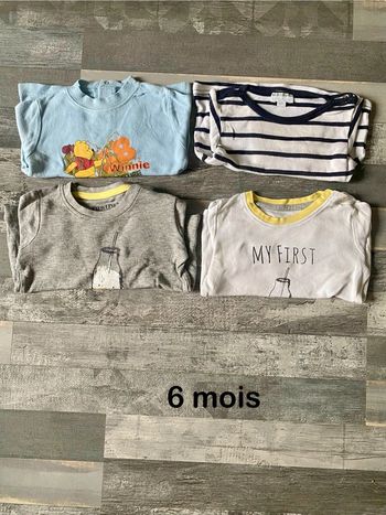 Lot de 4 tee-shirts a manches longues 6 mois