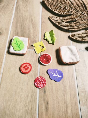 🥪 Dinette Sandwich avec aliments en tissu- peluche et feutrine marque Haba