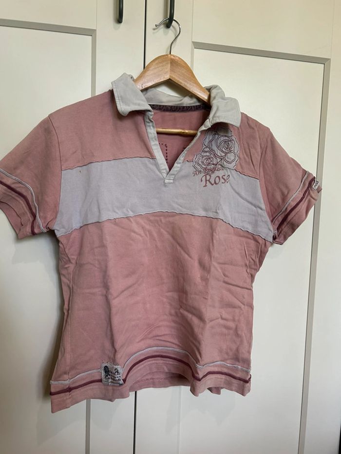 594 – polo de rugby rose femme