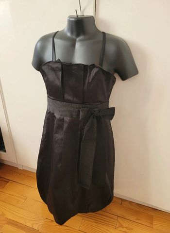 Robe de soirée noire évènement nœud papillon bustier Morgan taille S 36 coquette dark academia