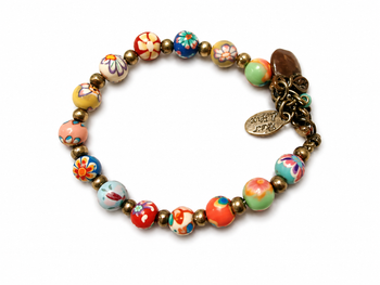 Magnifique bracelet en perles colorées pour petite fille de 4 à 7 ans environ.  Retour de plage