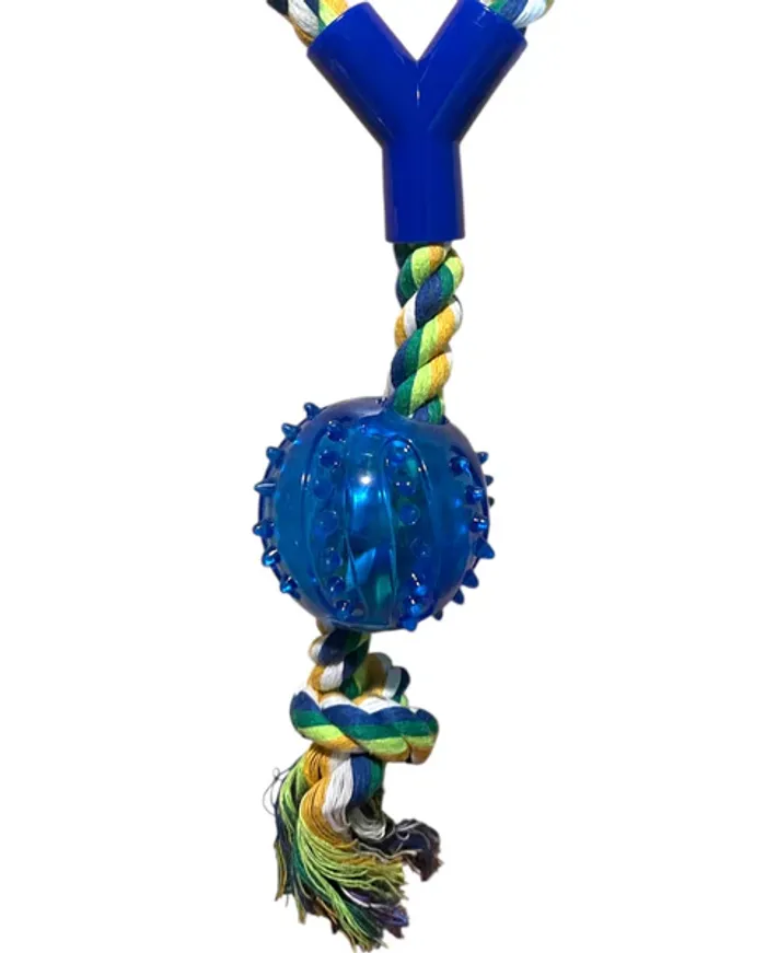 Jouet pour chien JK Animals en corde tressée multicolore + balle de mastication bleu 41 cm Neuf - photo numéro 2