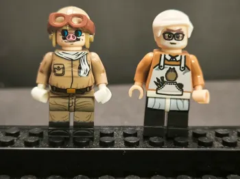 Figurine type lego hayao miyazaki et Porco Rosso